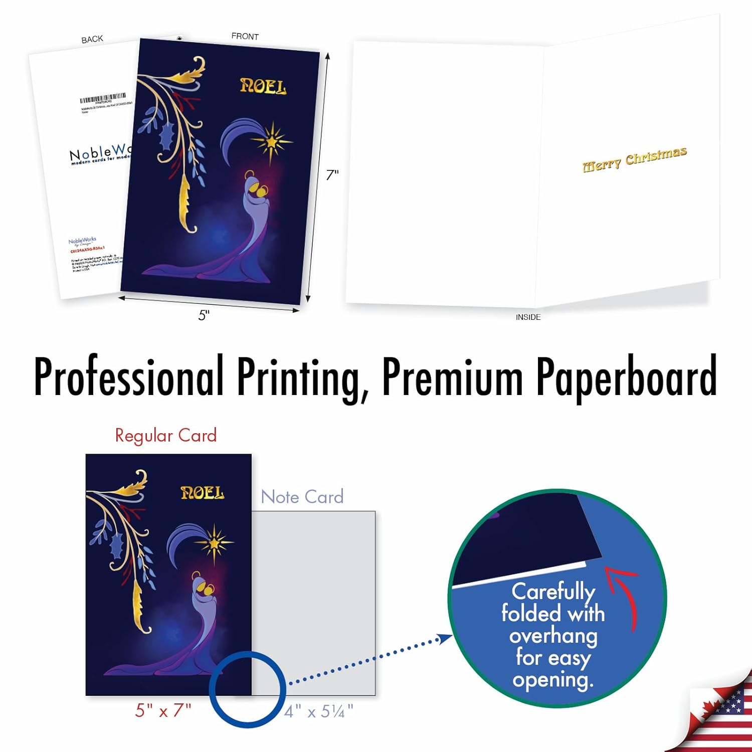 36 Christmas Greeting Cards Boxed Set W/ 5X7 Envelopes For Men, Women (1X36 Design) Nouveau Noel C6124Axsg-B36X1