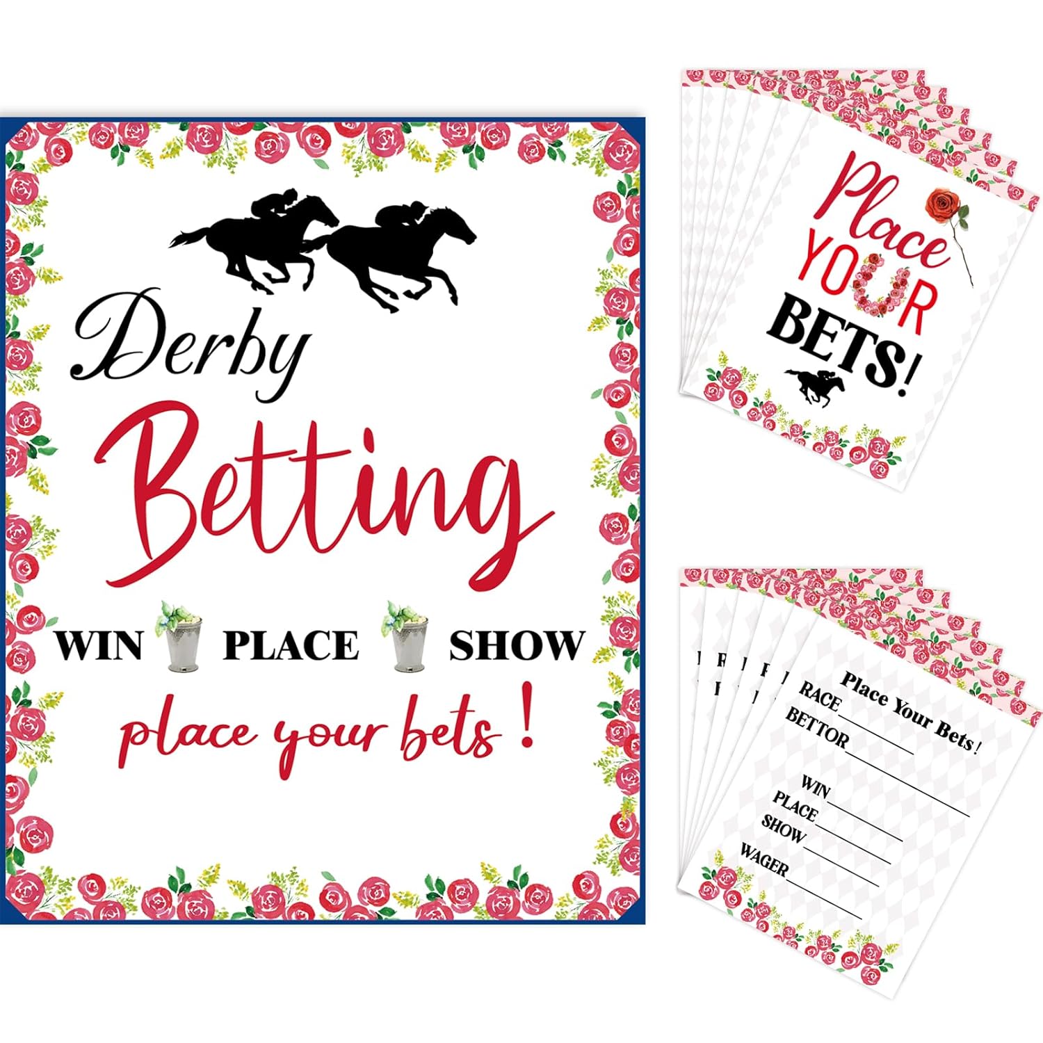 Race Horse Party Supplies 41Pcs Betting Cards Who Will Win Horse Racing Derby Invitation Ticket Guessing Game Card Kentucky Derby