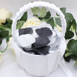 900Pcs Silver Black White Artificial Flowers Silk Rose Petals Flower Girl Scatter Petals For Wedding Aisle Centerpieces Table Confetti Party Favors Home Decoration