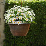 4 Bundles Artificial Silk Daisy Flowers Fake Daisies Plastics Plants Flower Faux Wildflowers Outdoor Uv Resistant For Home Decor Indoor Outside Porch Patio Garden Planters Decoration (White)