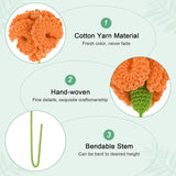 6-Pack Crochet Flowers, Knitted Artificial Wool Carnation For Mother'S Day/Wedding/Birthday/Diy Decor, Handmade Knitted Flowers [Orange]