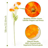 Artificial Poppies, Red And Orange Silk Poppies Artificial Flowers - 24X Blooming California Poppy Flower Artificial Plus 8X Buds For Home Decoration, Rdor8