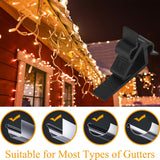 Christmas Light Clip Outdoor Gutter Hook 100 Pieces Holiday Hanger Hooks Weatherproof Plastic Mini Clips For Halloween Festival Xmas Decoration String Lights (Black)