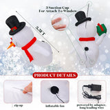 3.5Ft Christmas Inflatable Snowman With Gift Box Snowman Window Inflatable Blow Up Decoration With Build In Led And Fan