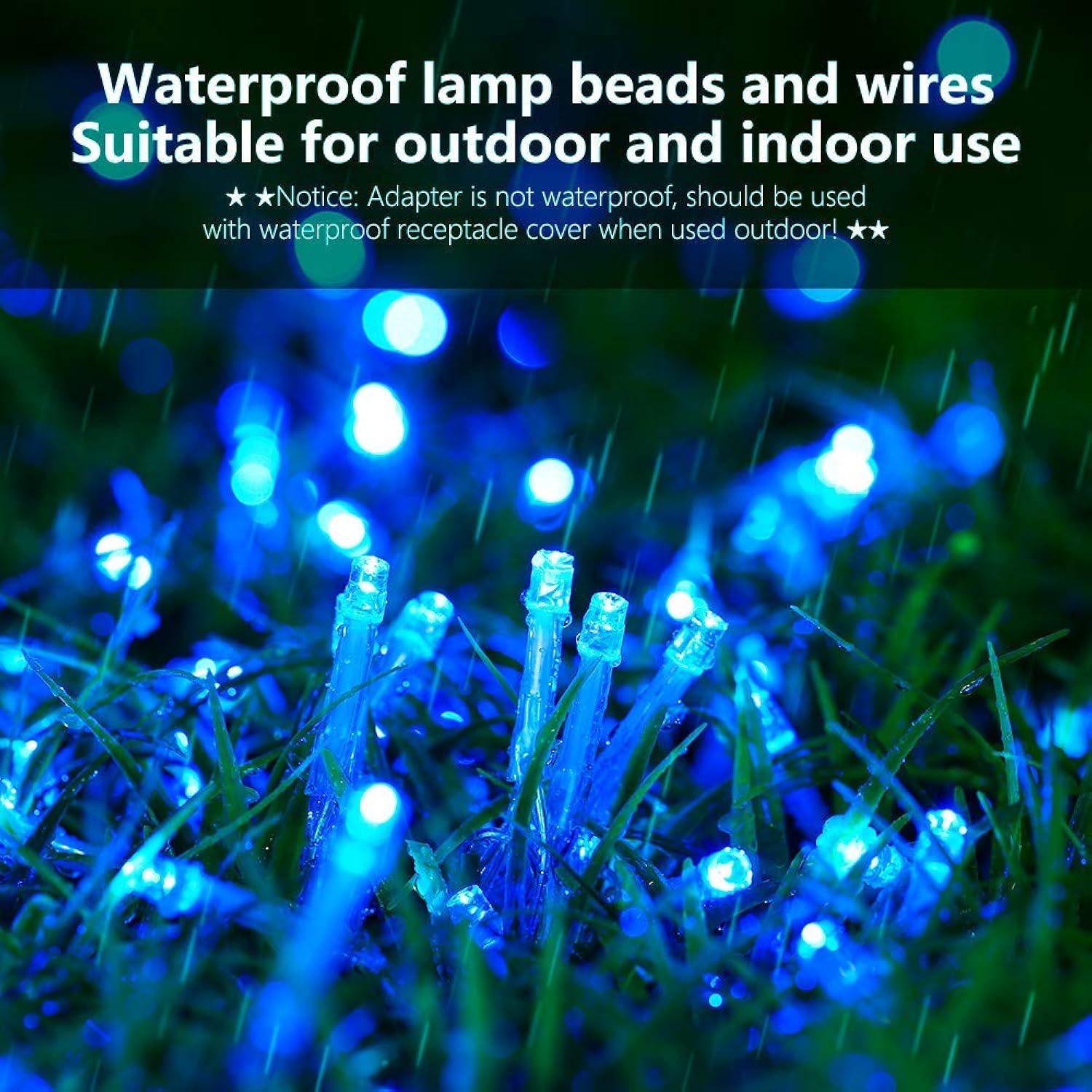 Christmas Indoor Lights Blue - 320 Leds 115Ft/35M End-To-End 8 Modes Plug In Outdoor Waterproof Decorative Fairy Twinkle