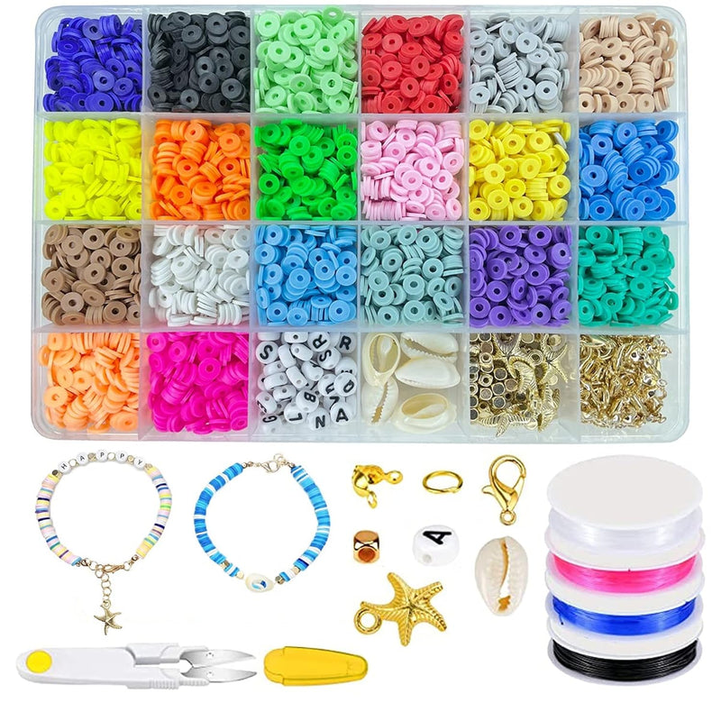 Clay Beads Kits 4250+ Pcs 6Mm 20 Colors Flat Round Polymer Clay Spacer