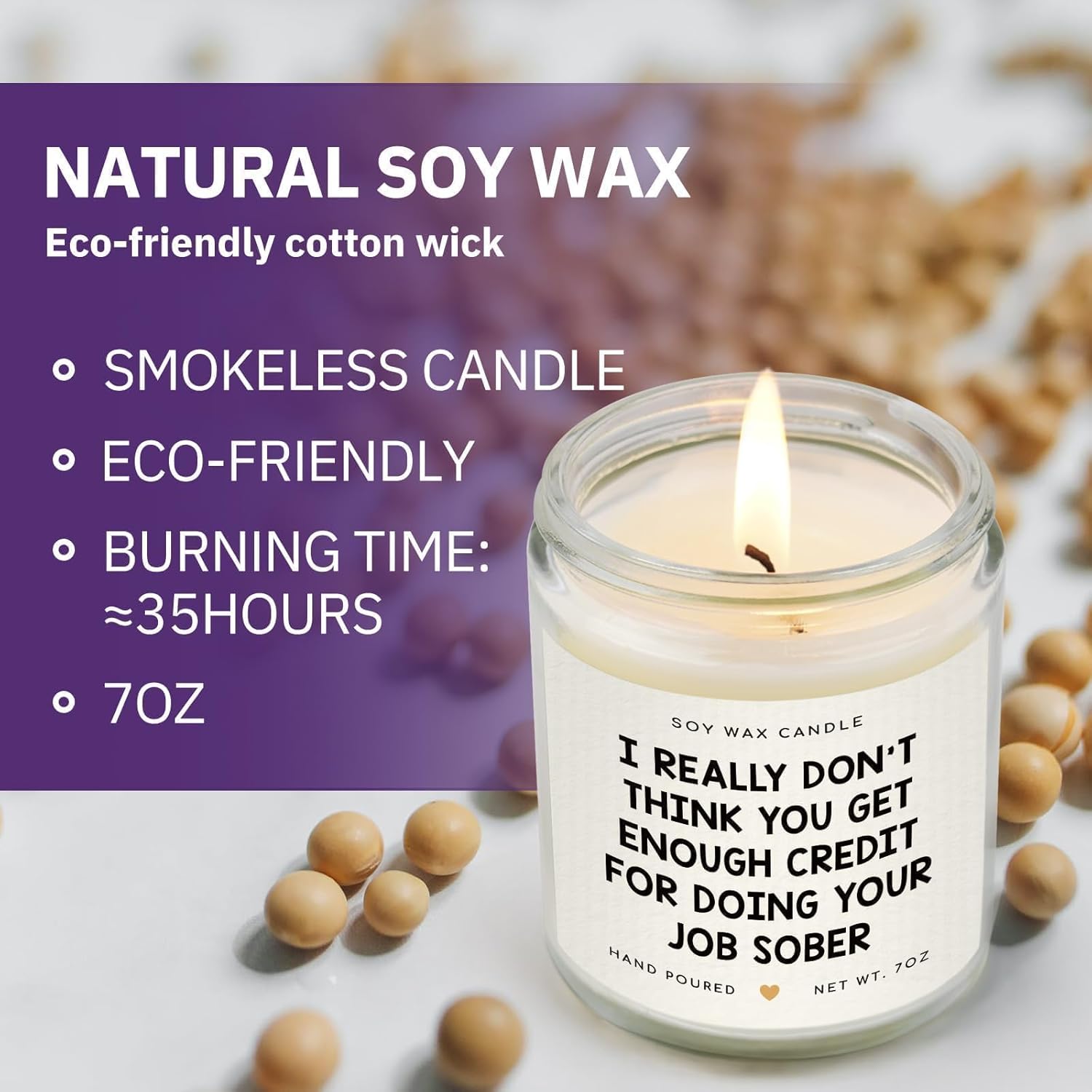 Best Boss Gifts For Women & Men, Birthday Gifts For Work Bestie, Coworkers, Manager - Handmade Lavender Scent Natural Soy Wax Candle (7Oz)