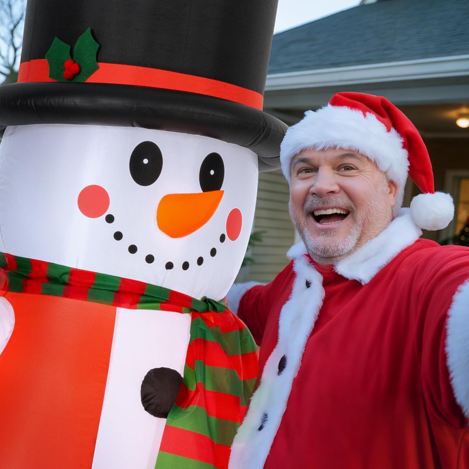 8 Ft Christmas Inflatables Yard Decorations Snowman Outdoor, Giant Christmas Blow Ups Outdoor Decor Waterproof With Buil