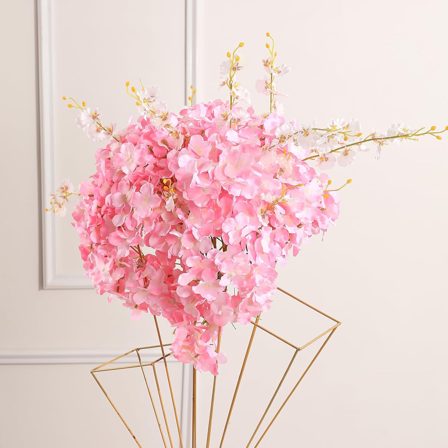 24 Pcs Pink Hydrangea Artificial Flowers Bulk, Faux Hydrangea Full Flowers Heads With Stems, Fake Silk Flowers For Wedding, Garden, Home, Party Decoration