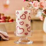 Debossed Hearts Pillar Candle Metallic Magenta - Patented Flickering Flameless Technology - Valentine'S Day Collection - Remote Ready - 6.5"