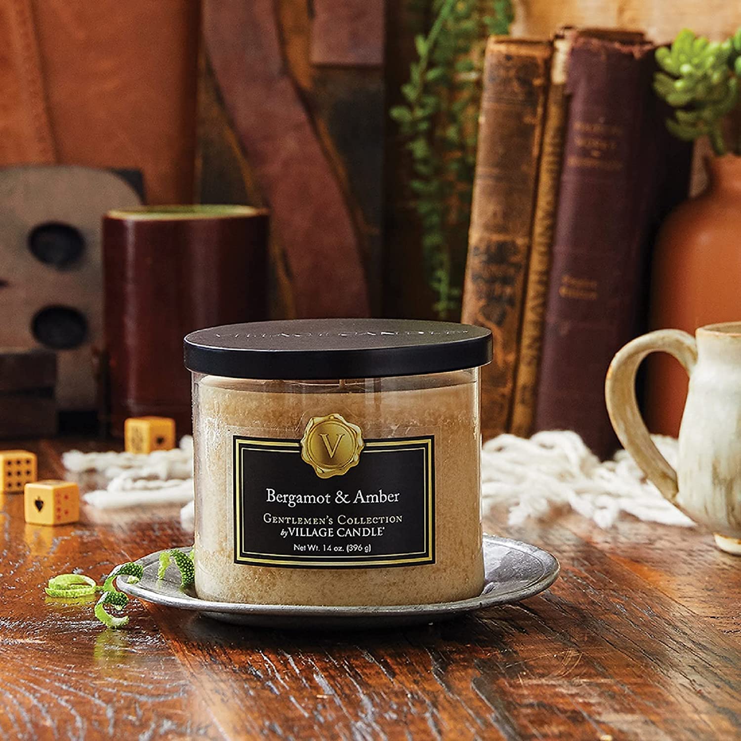 Bergamot & Amber Glass 3-Wick Bowl, Scented Candle, 14 Oz., Brown