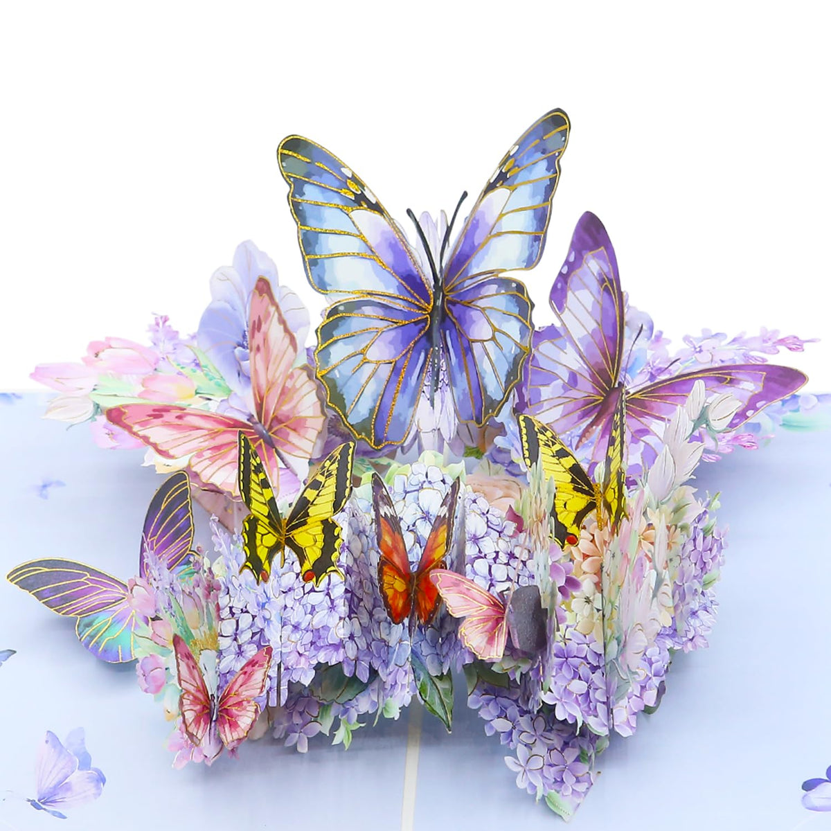 3D Pop-Up Butterfly Greeting Card – Elegant Floral And Butterfly Design With Gold Foil Details, Perfect For Birthdays, Anniversaries, Thank You Notes, All Occasions – Includes Envelope And Message Space (Hydrangea Bloom)