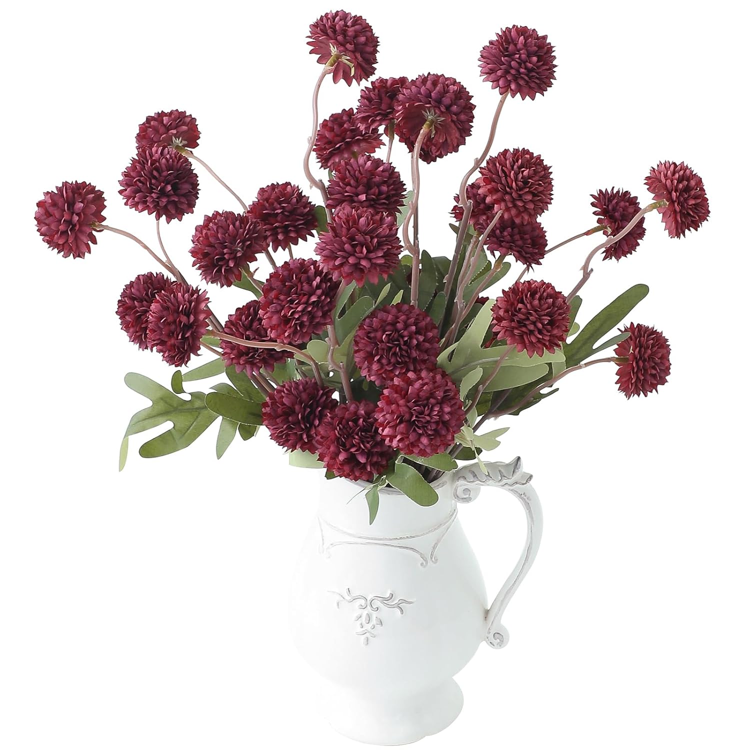 6Pcs Burgundy Faux Silk Mums Artificial Flowers, Bulk Fake Small Mini Chrysanthemums With Stems For Diy Wedding Centerpieces Floral Arrangements Vase Fillers Home Decorations