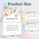Baby Shower Games Measure The Baby Bump Game, Floral Theme, How Big Is Mommy'S Belly Party Supplies. 1 Sign And 50 Guessing Cards.