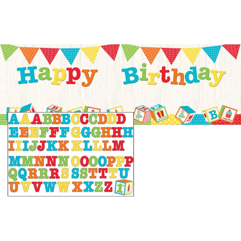 Abc Happy Birthday Banner With Stickers