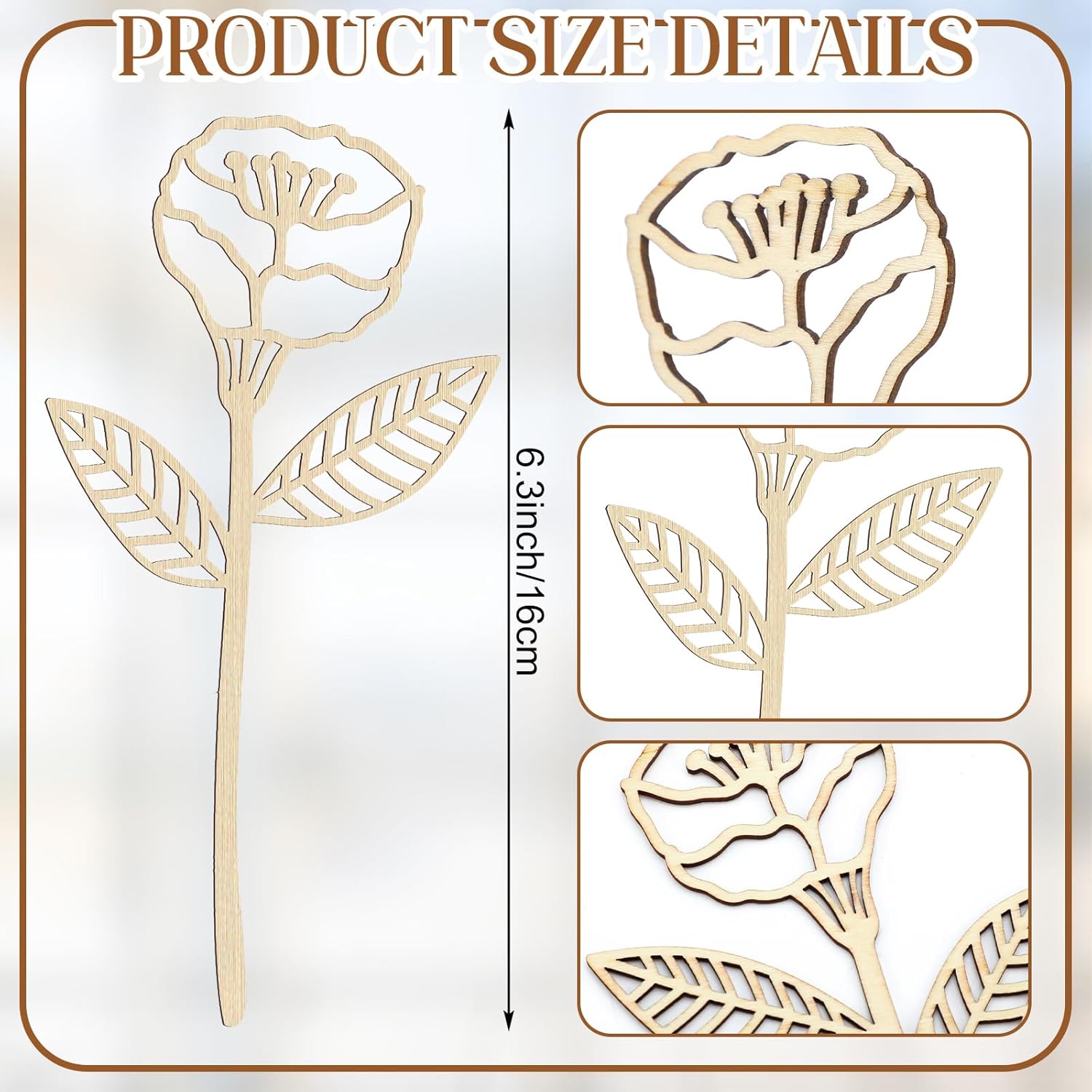 36 Pcs Wooden Wildflower Decor Set Wood Flowers Cutout Signs Wildflowers Stems Laser Cut Flowers For Home Birthday Holiday Art Diy Decoration