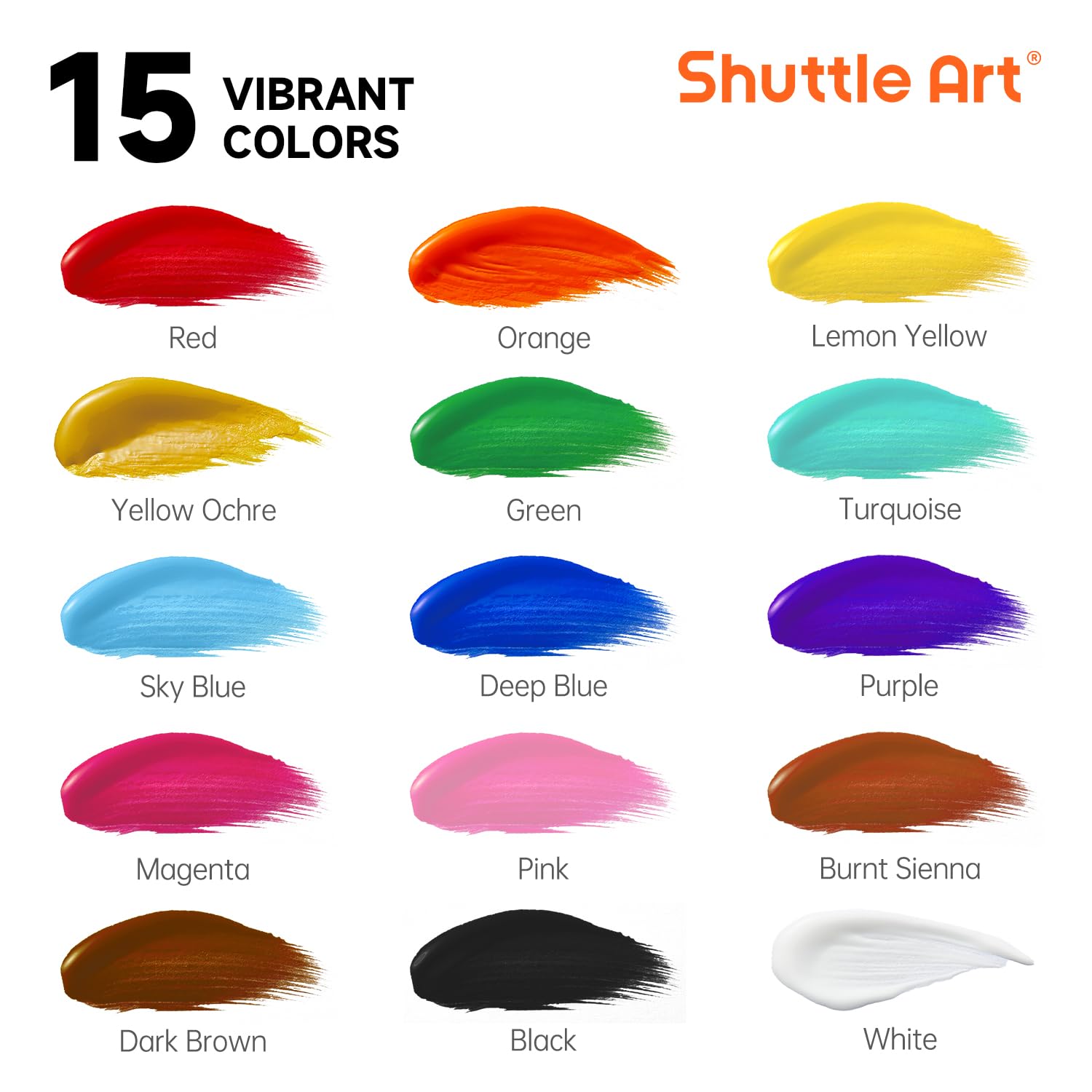 Acrylic Paint, 15 Colors Acrylic Paint Large Bottle Set, 473Ml/16Oz Each, Rich Pigments, High Viscosity, Bulk For Artists, Beginners And Kids On Rocks Crafts Canvas Wood