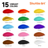 Acrylic Paint, 15 Colors Acrylic Paint Large Bottle Set, 473Ml/16Oz Each, Rich Pigments, High Viscosity, Bulk For Artists, Beginners And Kids On Rocks Crafts Canvas Wood