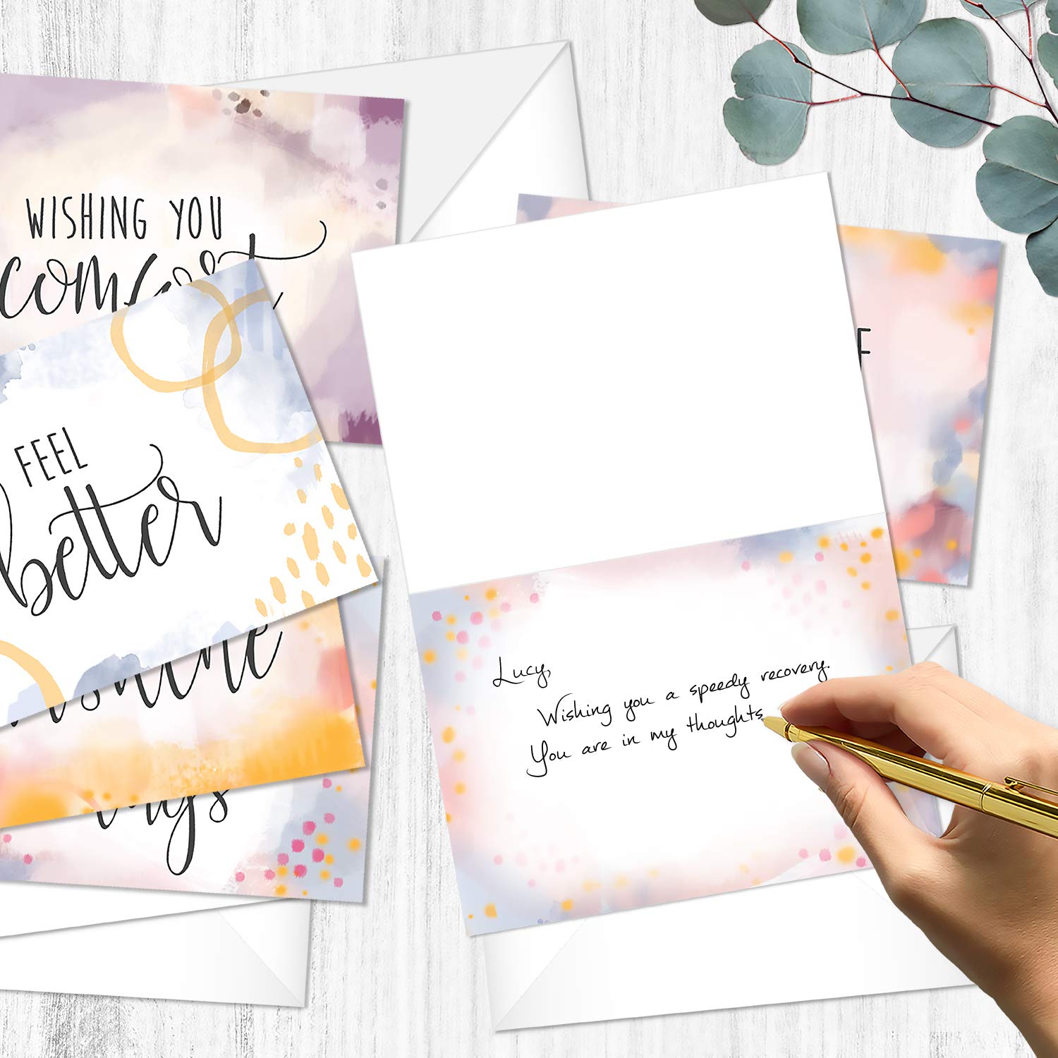 Simple Sentiments Greeting Cards / 25 Encouragement Card Pack With White Envelopes / 5 Thoughtful Designs / 5" X 7" Sympathy Thinking Of You Cards