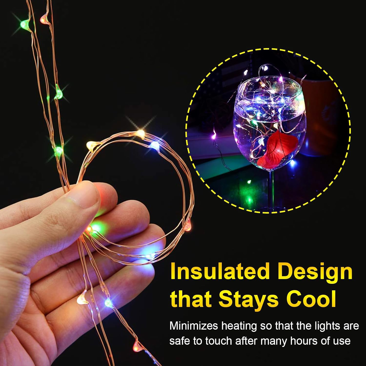 Usb Plug And Battery Powered Dual Purpose Fairy Light,16Ft 50 Led Flashing String Lights, Remote Control And Timer, Wate