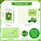 24 Pcs St Patrick'S Day Card With Envelope Clover Gold Coins Stickers Green Shamrock Gold Coin Irish Assorted Greeting Cards For St Patrick'S Day Party Favor, 12 Style