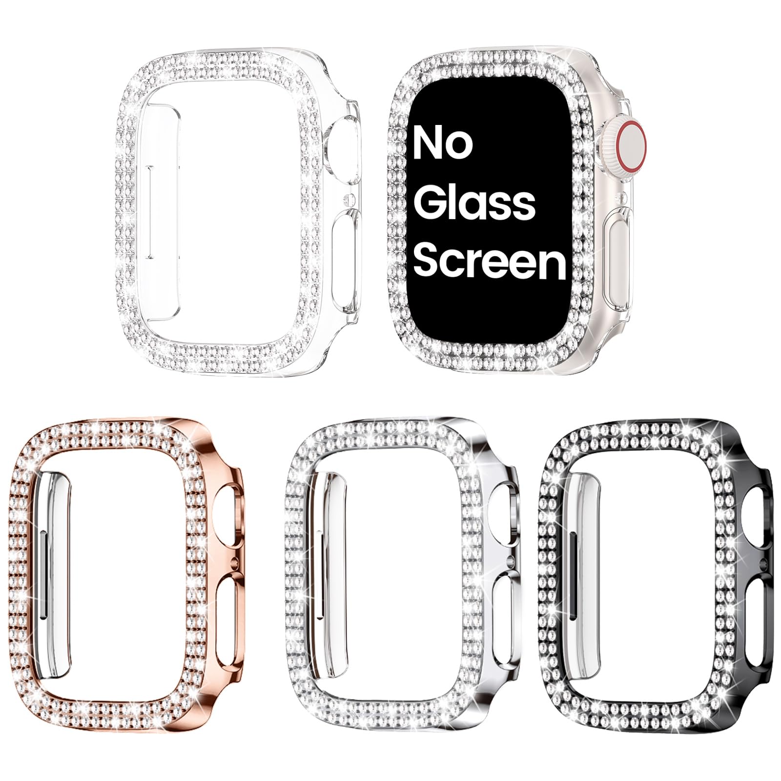 4-Pack Bling Bumper For Apple Watch Series 6 5 4 Se 40Mm Case, Women Glitter Diamond Rhinestone Protector Cover For Iwatch Accessories 40 Mm