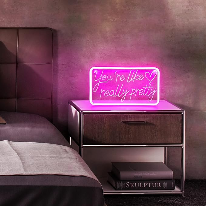 You’re Like Really Pretty Neon Sign Pink LED Aesthetic Wall Light Bedroom Salon Decor