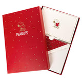 Peanuts Designer Cards Luxe Collection, Gold Foil Embossed Stationary Boxed Set, 10 Blank Cards With 11 Envelopes, All Occasion Greetings, 5.25" X 3.8"
