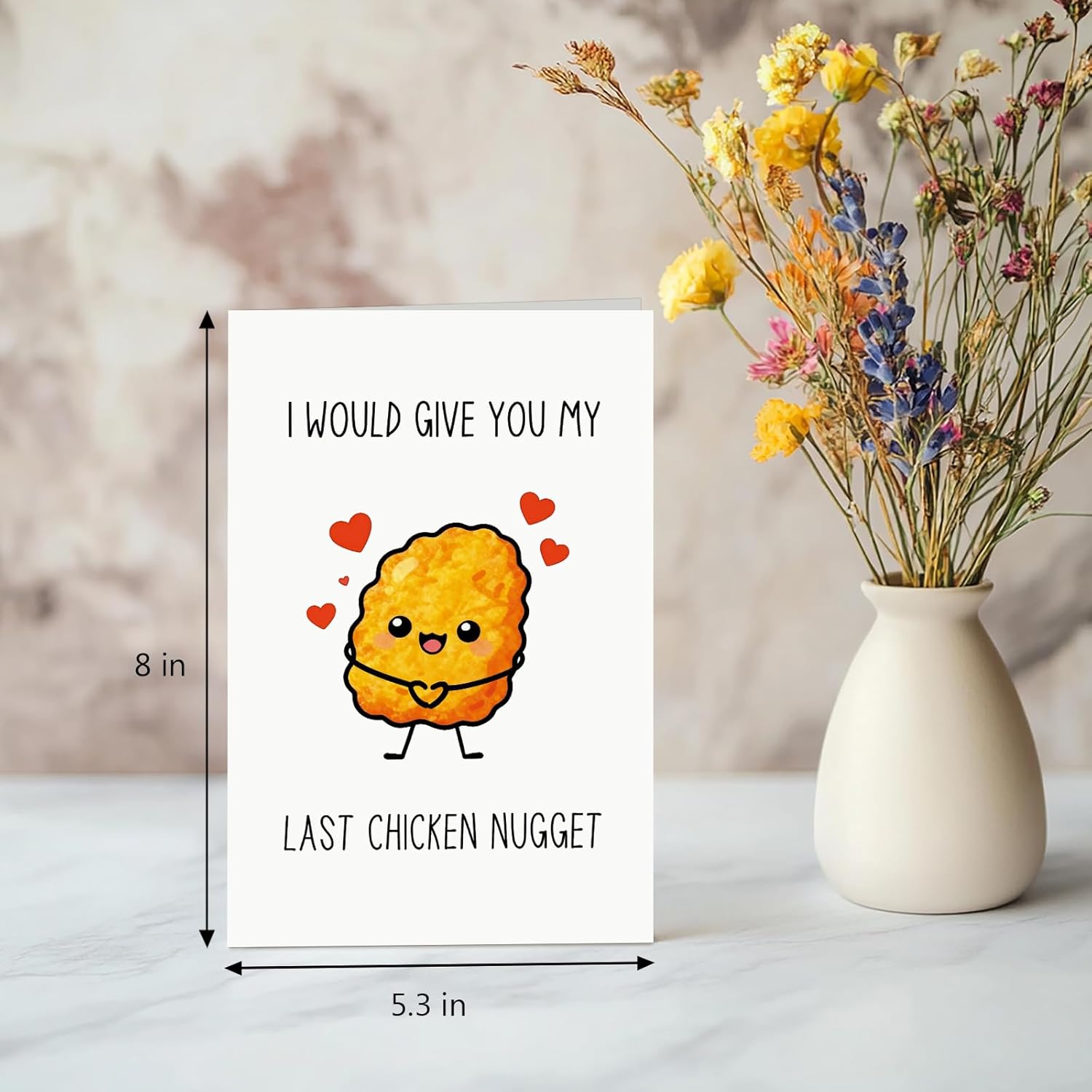 Funny Chicken Nugget Valentine'S Day Card, Romantic Food Valentines Day Card For Husband Wife Boyfriend Girlfriend, I Would Give You My Last Chicken Nugget
