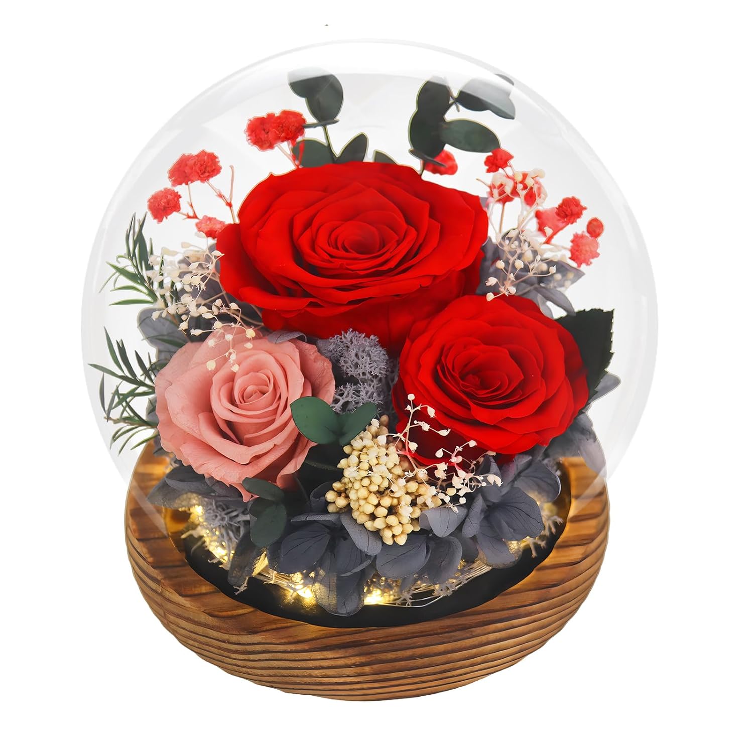 Valentines Gifts For Her Preserved Flowers In Glass Dome Long-Lasting Eternal Roses Birthday Gifts For Women Mom Grandma Wife Girlfriend Red Forever Flowers For Delivery Prime