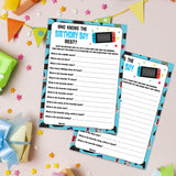 20 Who Knows The Birthday Boy Best Game Cards - Boy Birthday Party Activity Game Console Themed Party Activity And Idea - For Boy Birthday Supplies, Activity, Decorations