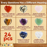 Valentines Day Gifts For Kids – 24 Pack Valentine Cards With Heart-Shaped Gemstones, Natural Crystal Rock Exchange Gifts For Boys & Girls, Classroom School Party Favors