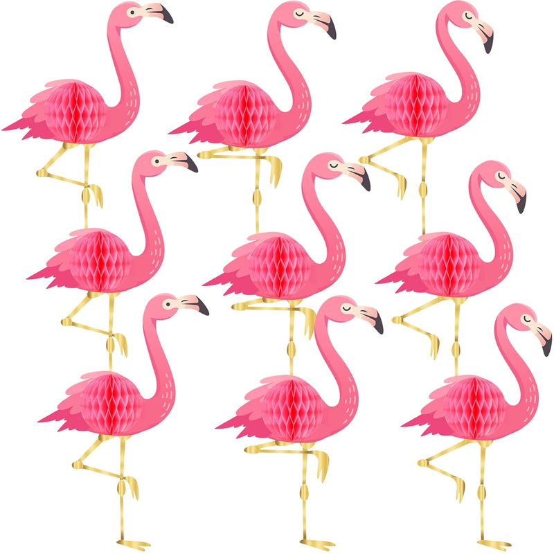 9 Pieces Flamingo Honeycomb Flamingo Birthday Party Table Centerpieces