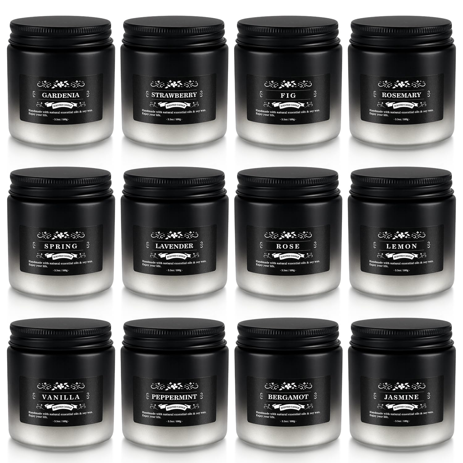 12 Pack Men'S Scented Candles In Jar - 3.5Oz Each, 150+ Hours Long Lasting, Soy Blend Wax Aromatherapy Candle Gifts Set For Men, Birthday, Valentine, Anniversary, Christmas