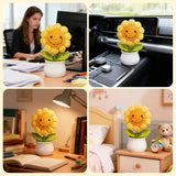 Crochet Flowers Artificial Sunflower For Desk Office Car Decor, Birthday Gifts For Women Teacher Sister Mom,Cute Desk Decor Thanksgiving Christmas Decorations