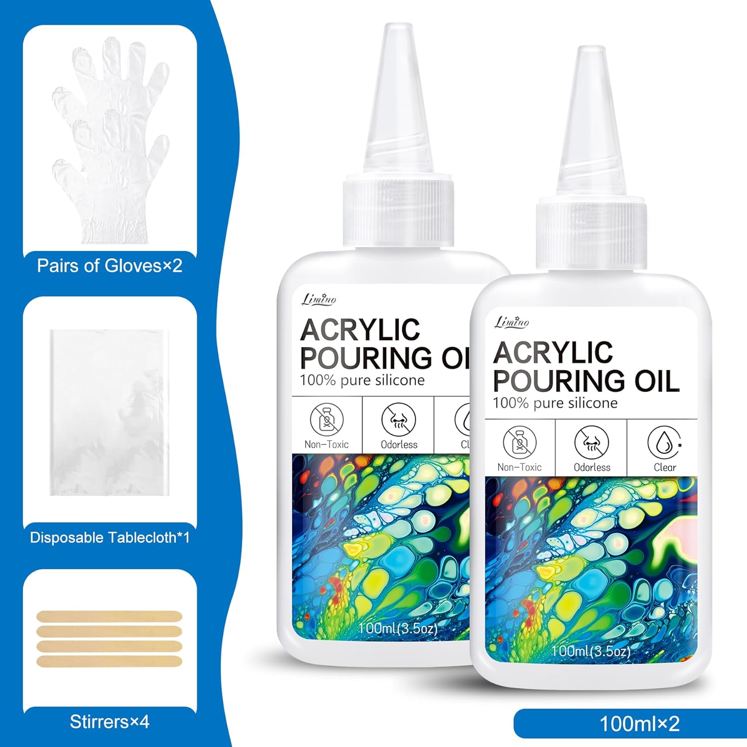 Silicone Pouring Oil - 7Oz, Pure, Non-Toxic, Odorless, Compatible With Acrylic Or Watercolour, Cell Creation Activator