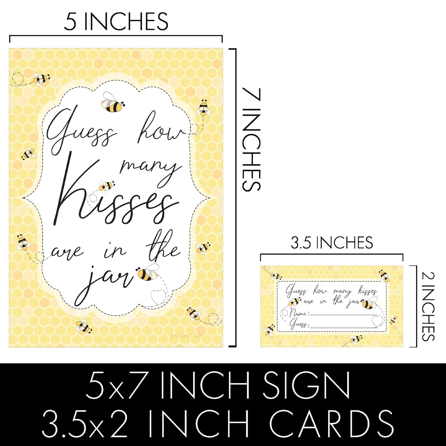 Bee Baby Shower Games, How Many Kisses Baby Shower Game (Sign With Cards)