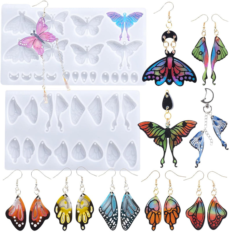 Resin Earring Molds, 2 Pcs Resin Molds Silicone With Butterfly Moth Wings Shapes, Silicone Molds For Resin Jewelry, Diy Art Craft
