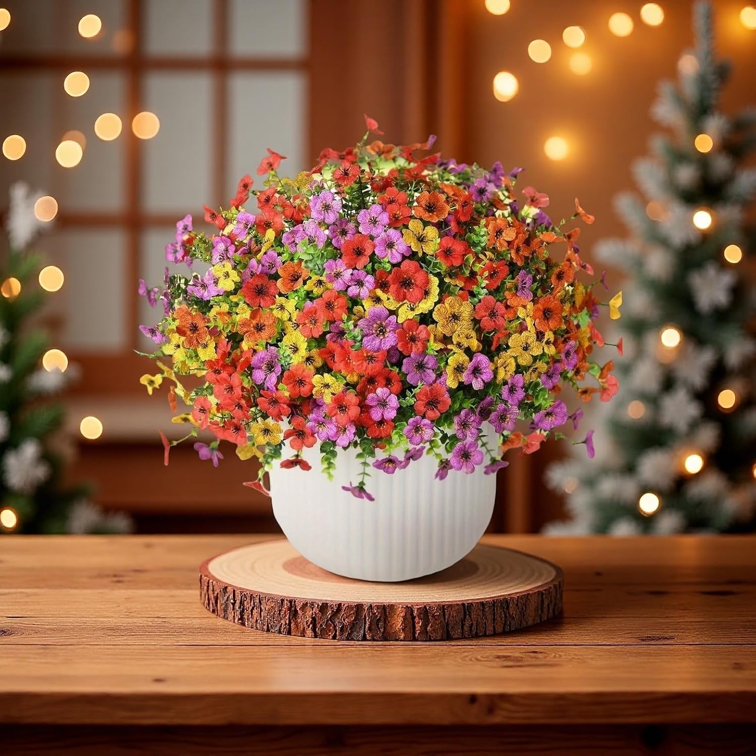 Artificial Flowers For Outdoors - Uv Resistant & Fade-Resistant Fake Flowers, 24 Bundles Waterproof Faux Flowers For Garden, Yard, Patio, Wedding & Home Decor 24 Mixed Bundles