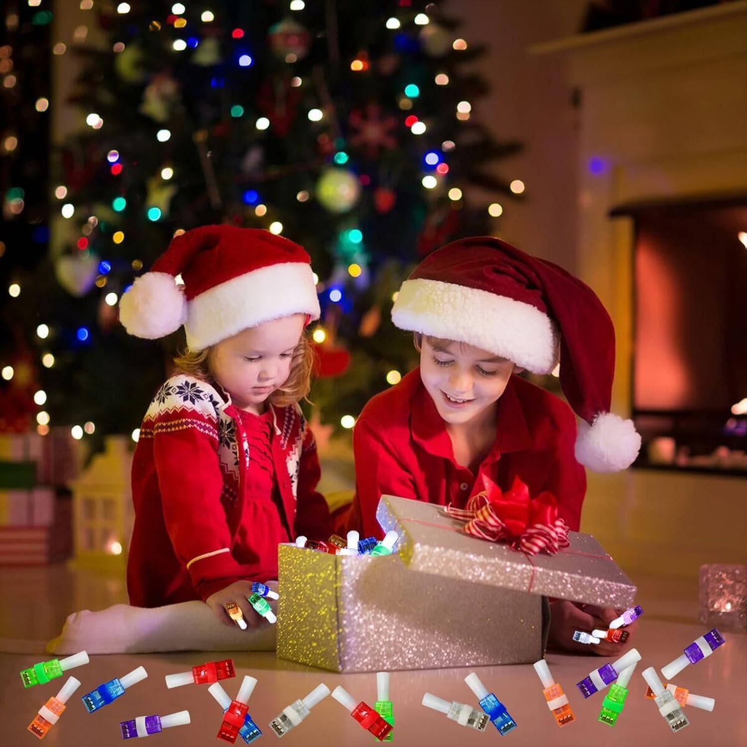 24 Pcs Christmas Led Finger Projection Lights Christmas Toys For Kids Boys Girls Christmas Stocking Stuffers Party Favors Gifts