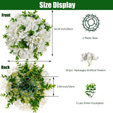 2 Pack Artificial Hydrangea Flowers Ball - 64 Blooms Total, 10.24" Wide, With 22 Eucalyptus Leaves, Faux Silk Hydrangeas For Wedding Centerpieces Flower Arrangement, Home, Seasonal Decor,Diy White