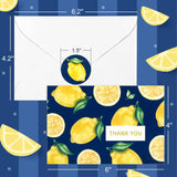 Lemon Thank You Cards Bulk 36 Pack Summer Thank You Cards With Matching Seal Stickers White Envelopes For Wedding, Baby Shower, Bridal Party And All Occasions