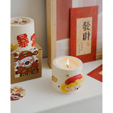 Cai Shen Cup Scented Candle, 380G God Of Fortune Chinese Style Soy Wax Candle For Make A Fortune,Feng Shui Decorative Candle For Birthday, Holiday, Home Decor