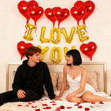 Gold I Love You Balloons And Red Heart Balloons Valentine Party Decorations For Valentine Day Wedding Anniversary Engagement Romantic Decorations Special Night Party Supplies