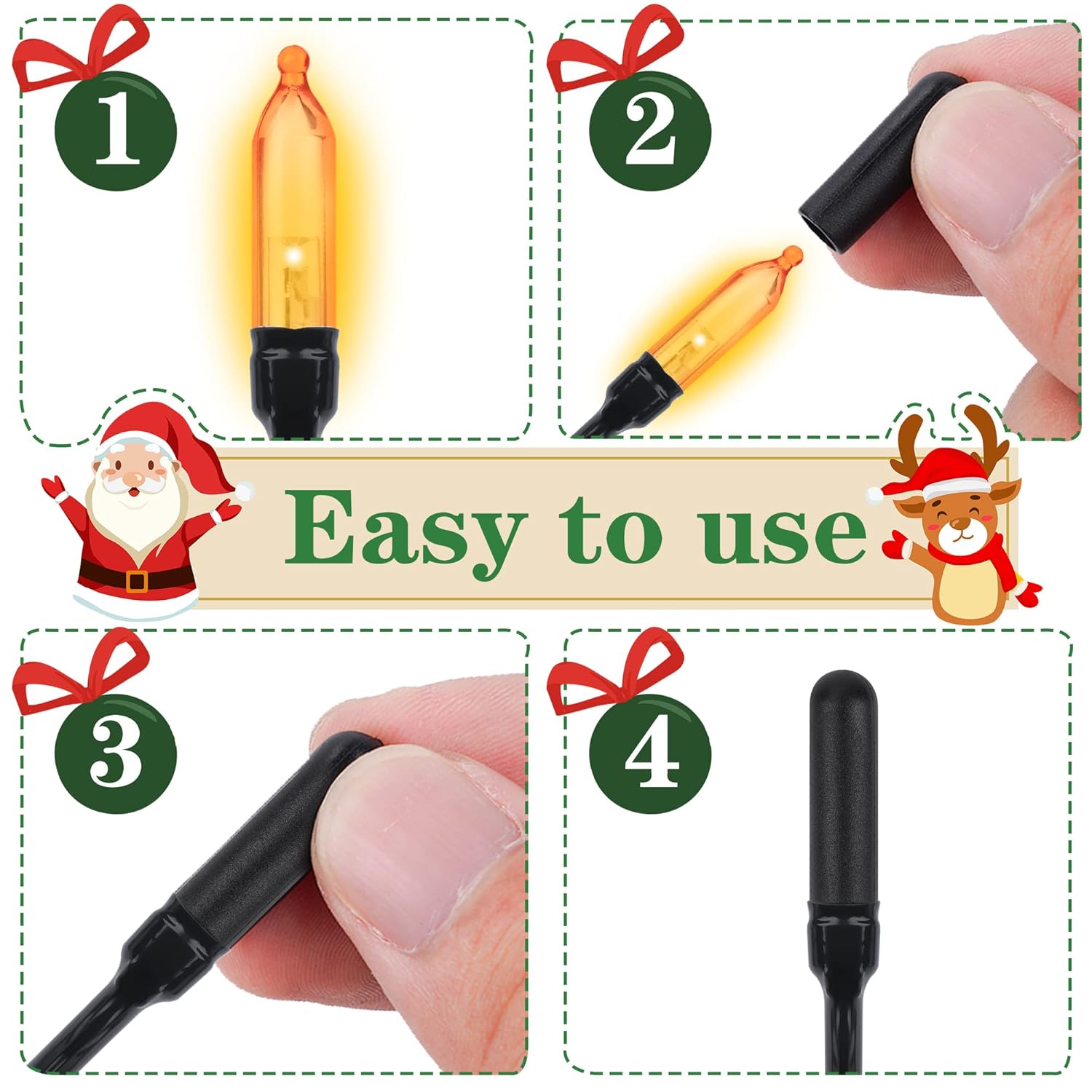 150Pcs No Glow Caps, Soft Rubber String Lights Covers, Blackout Led Plug Caps For 5Mm Christmas Led Strings (Black)