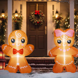 2 Pcs 4 Ft Christmas Inflatable Gingerbread Man Outdoor Decoration Blow Up Yard Decorations Cute Gingerbread Inflatable