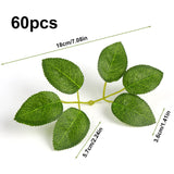 60Pcs Artificial Rose Leaves, Fake Rose Flower Leaves Faux Silk Green Leaves For Wedding Bouquets Birthday Party Centerpieces
