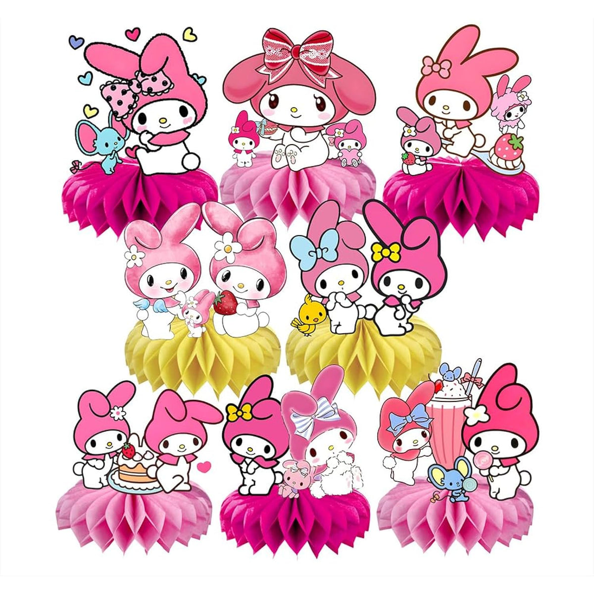 8Pcs Melody Honeycomb Table Centerpiece, Melody Birthday Party Supplies Table Decorations For Kids Party Decorations