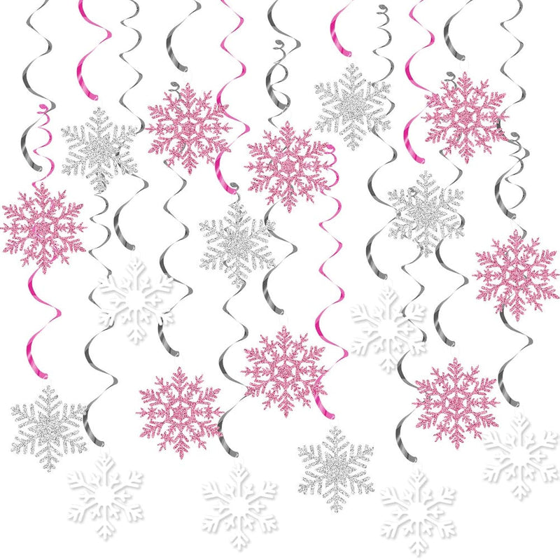 20 Pcs Snowflake Swirls Decoration, Christmas Snowflake Hanging Swirls