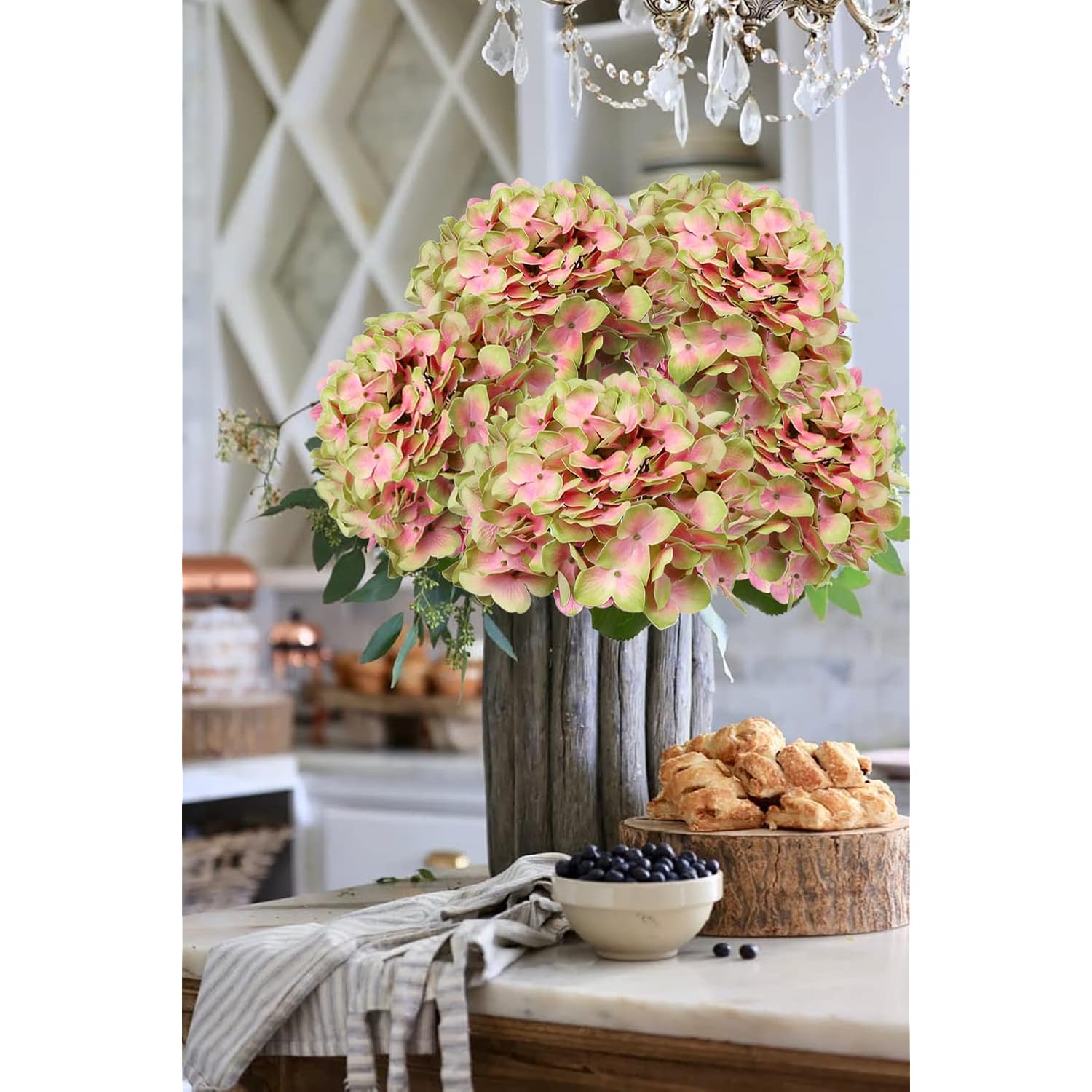 Fake Hydrangeas Real Touch Hydrangea Flowers 26" Large Artificial Hydrangea Flowers Silk Hydrangea For Wedding Bouquet, Home, Party, Store, 3